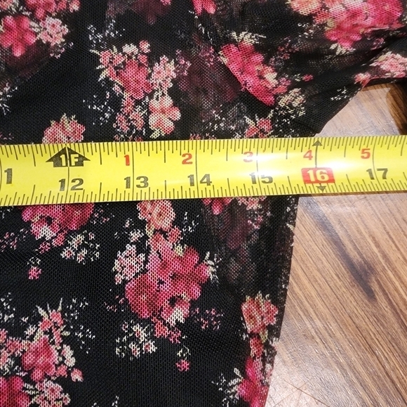 Monteau Semi sheer Floral Dress Longsleeve Dark Romantic - Picture 10 of 15